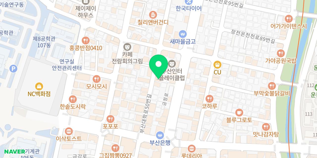 빅대디포장마차 부산대점 위치가 표시된 지도