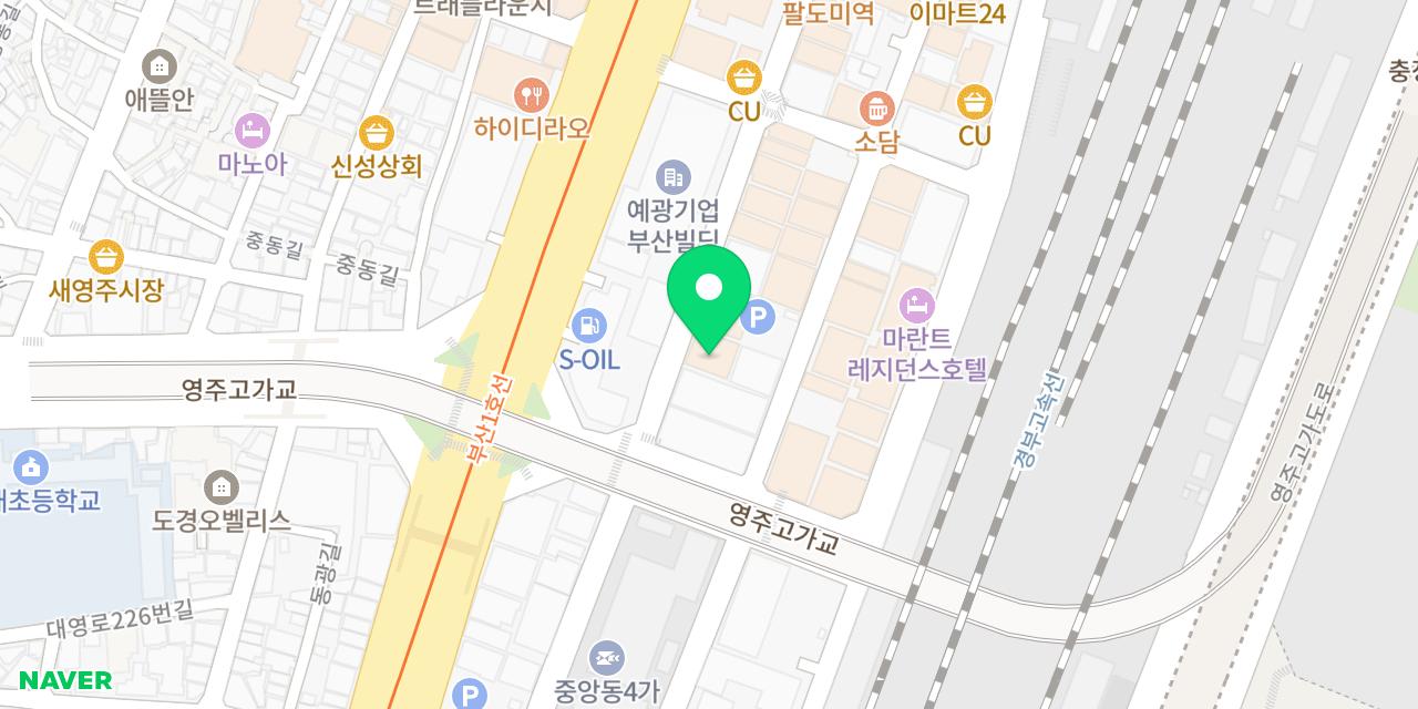 Map showing where Inagesanda Busanyeok Jigyeong-jeom is