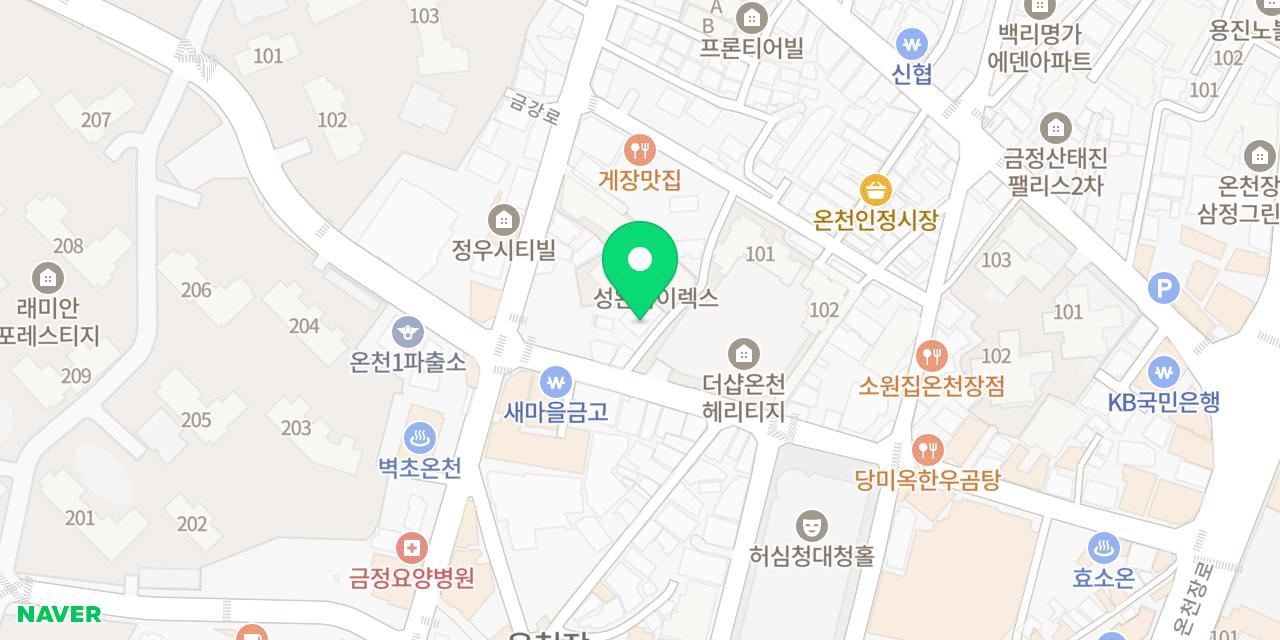 완뚝순두부 부산온천점 위치가 표시된 지도