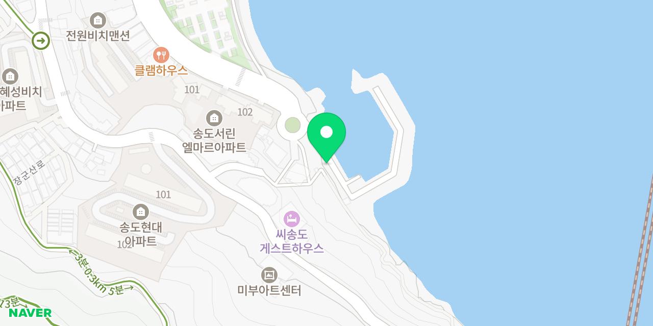해녀촌 위치가 표시된 지도