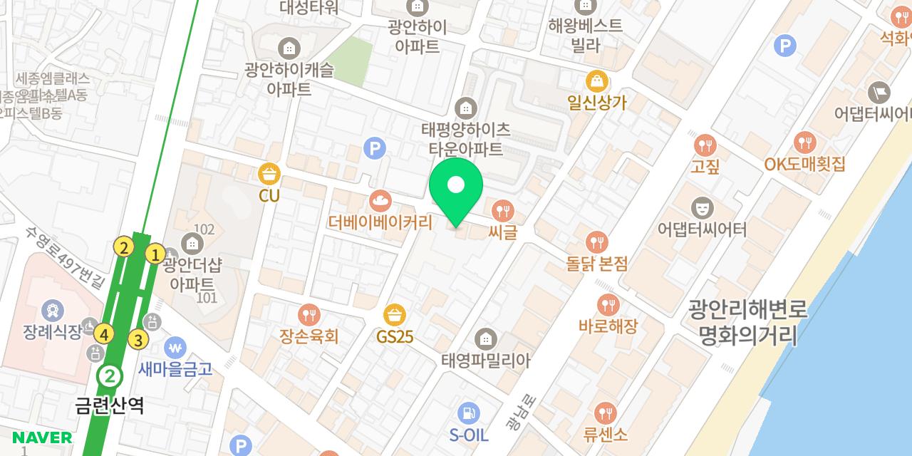 정식당 위치가 표시된 지도