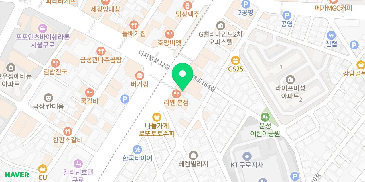 가마치통닭 구로디지털점 위치가 표시된 지도