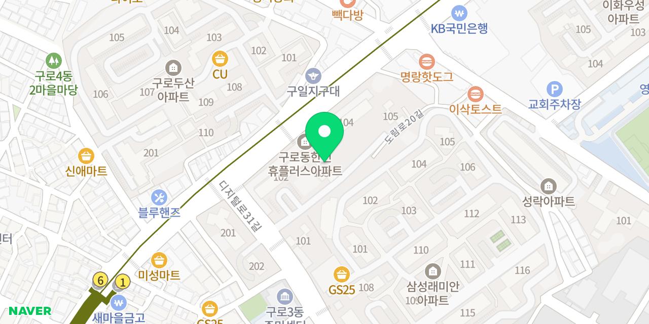 Map showing where Dalbit Gyeongseong Maekju Namguro-jeom is