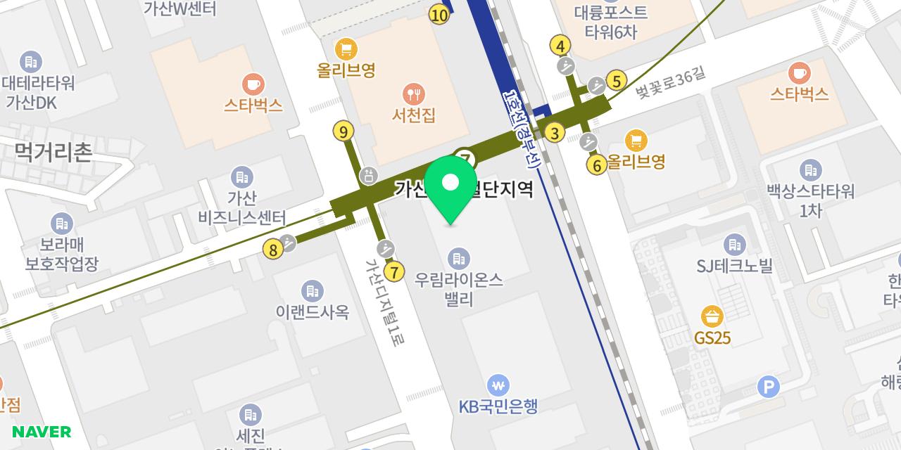 Map showing where Yamsaem Gimbap, Gasan Digital Danji-yeok-jeom is