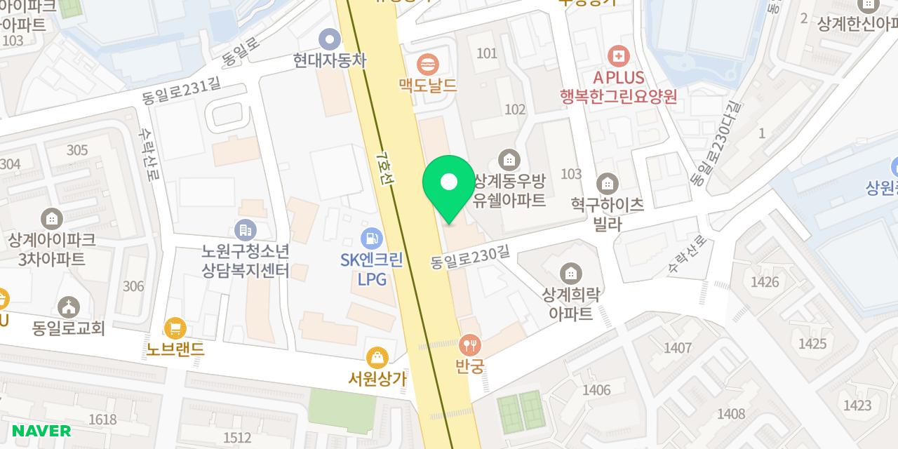 샤브올데이 서울상계점 위치가 표시된 지도