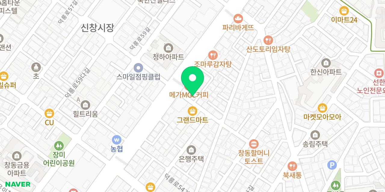 홍두깨손칼국수 위치가 표시된 지도