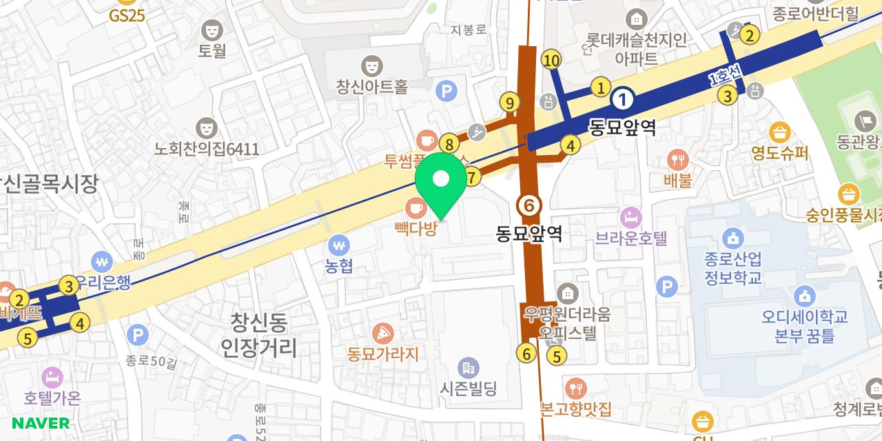 Map showing where Sotdae Saju Kape Dongdaemun-jeom is
