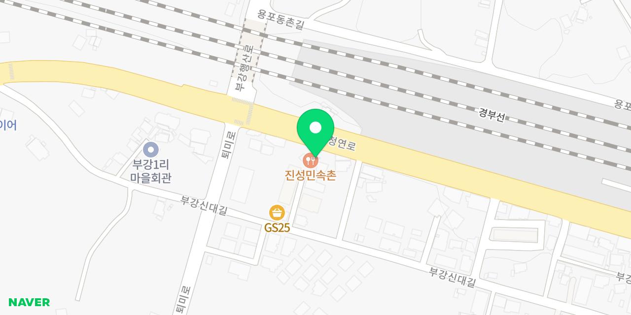 Map showing where Jinseong Minsokchon, Bugang Bonjeom is