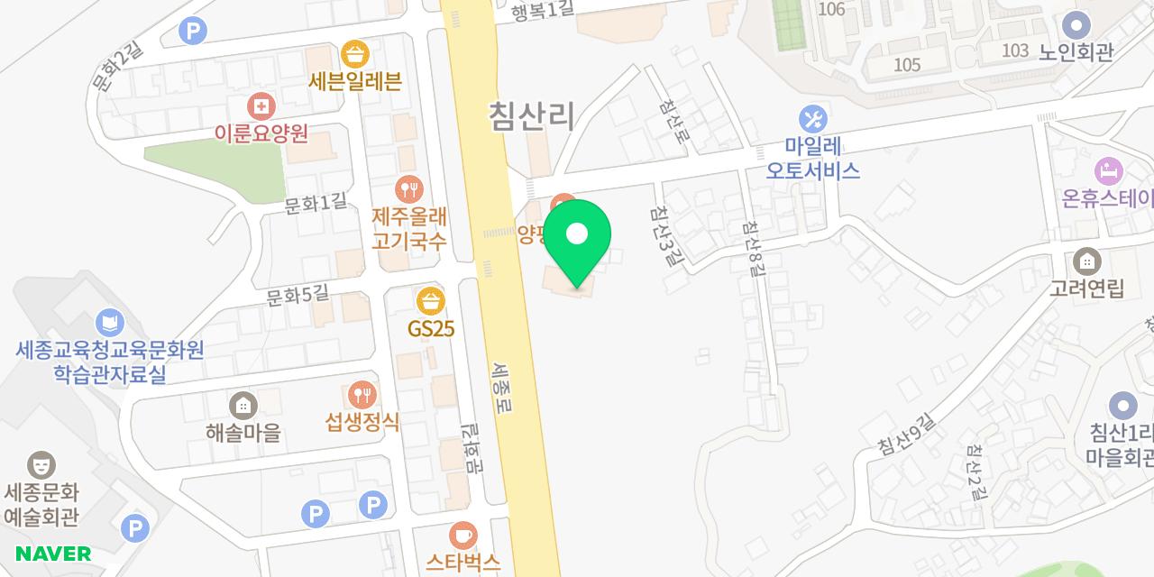 Map showing where Bakhyegyeong Yedam Chueo Myeongga Sejong-jeom is