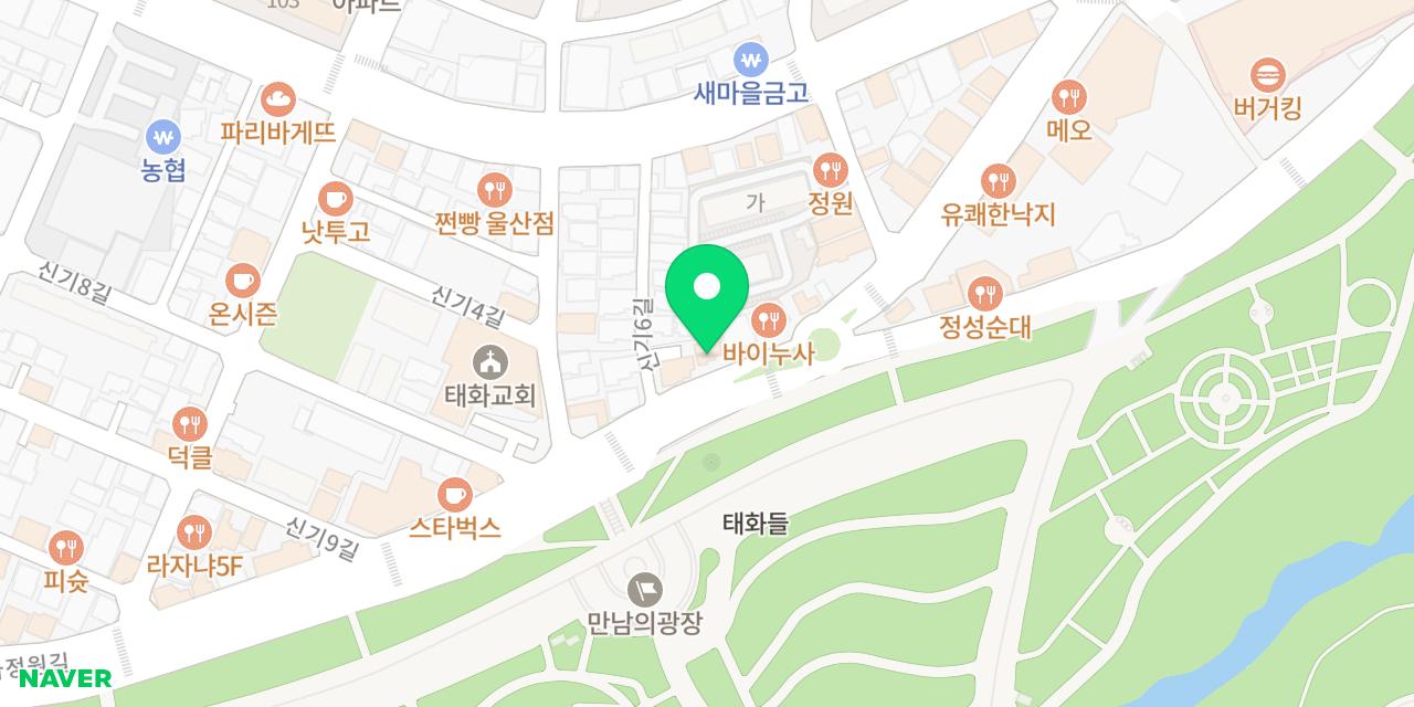 레이백 커피 스탠드 위치가 표시된 지도