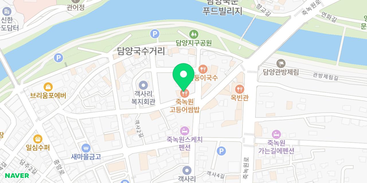 죽녹원 고등어쌈밥 위치가 표시된 지도