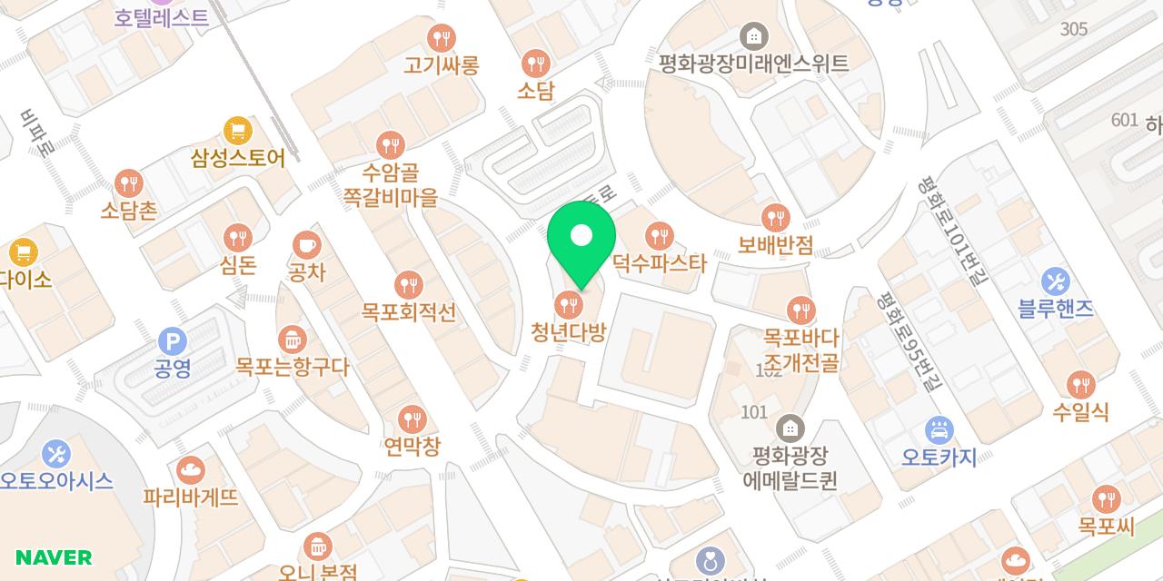 가장맛있는족발 목포하당점 위치가 표시된 지도