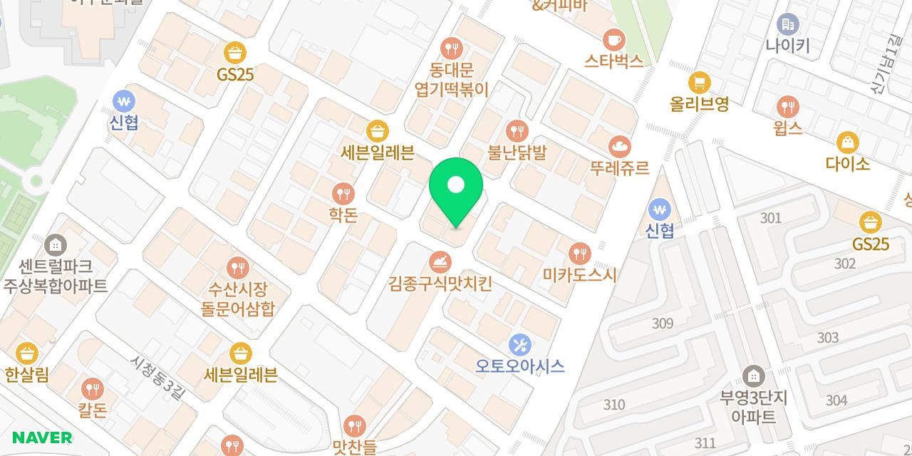 시선 여수학동점 위치가 표시된 지도