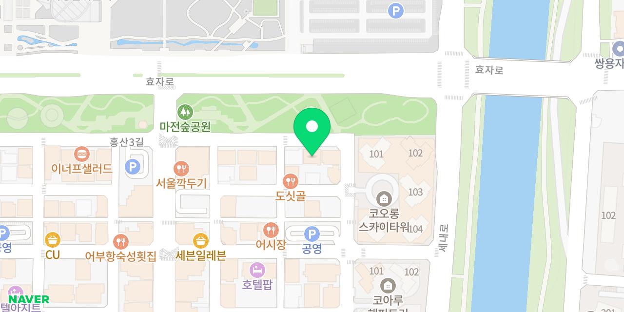 태양부양꼬치 효자점 위치가 표시된 지도