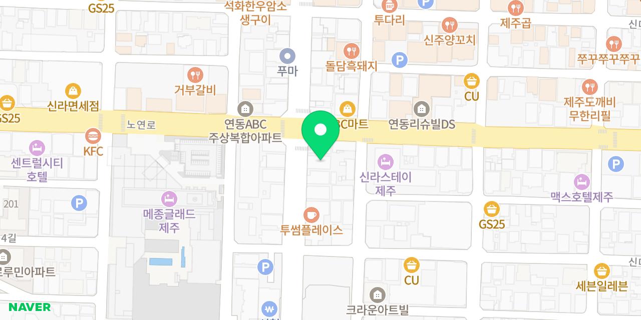 화수목보리짚불구이 연동점 위치가 표시된 지도