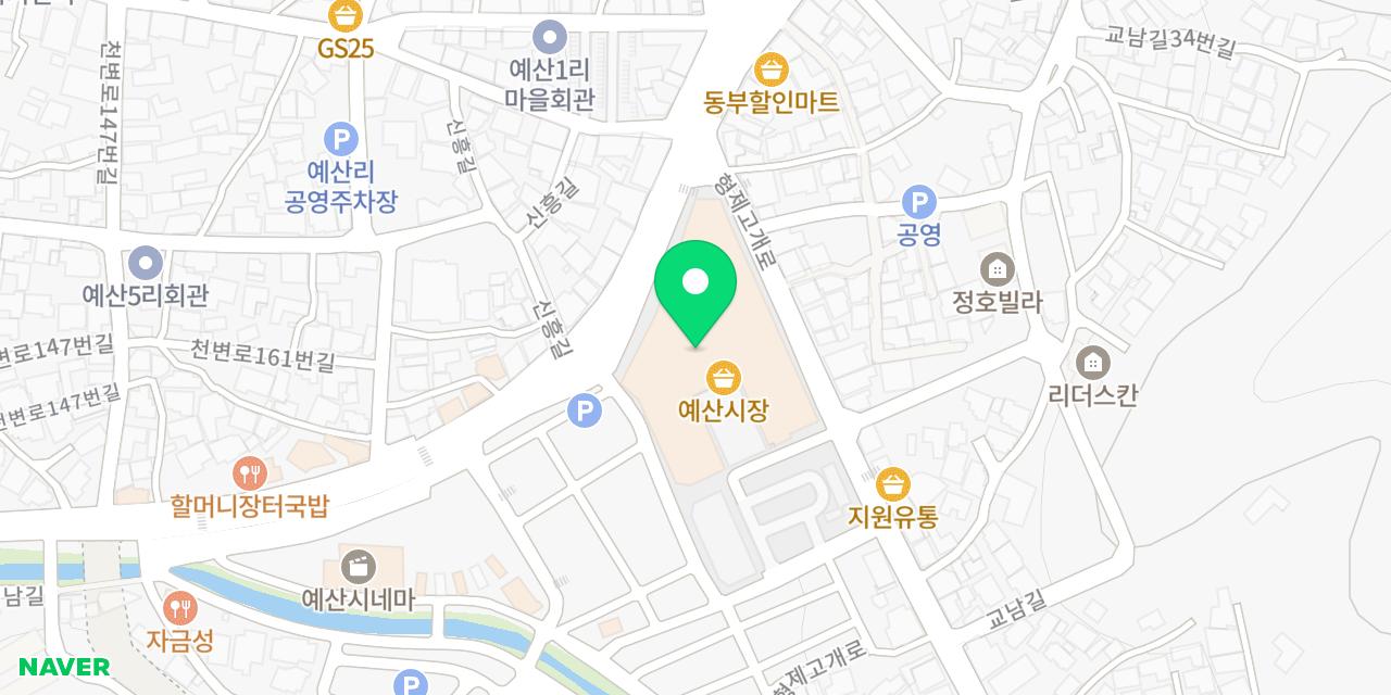 시장닭볶음 위치가 표시된 지도