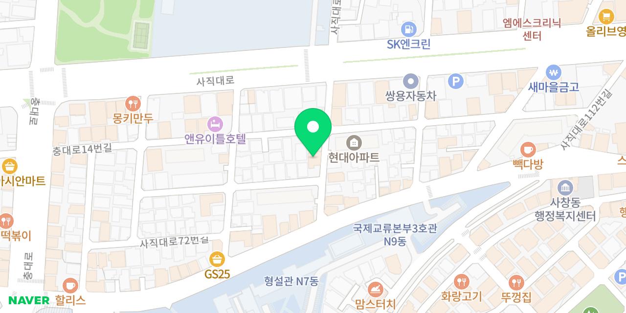 바니시버거 위치가 표시된 지도