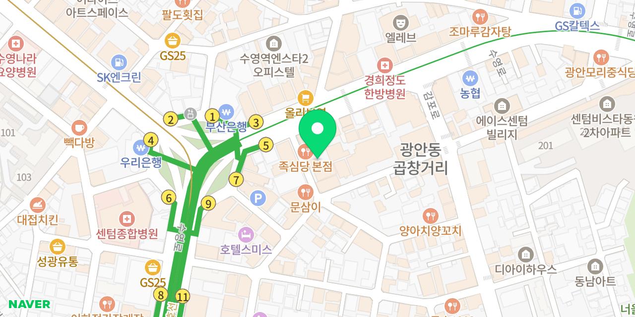 경주박가국밥 수영점 위치가 표시된 지도