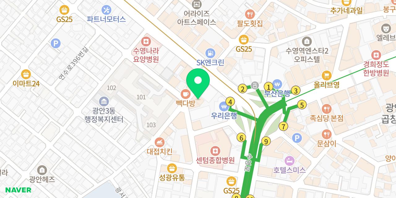 포항물회 위치가 표시된 지도
