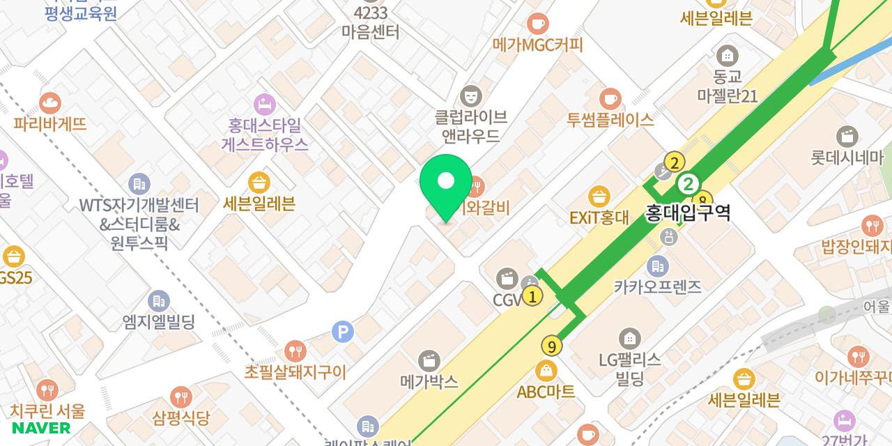 고등애 위치가 표시된 지도
