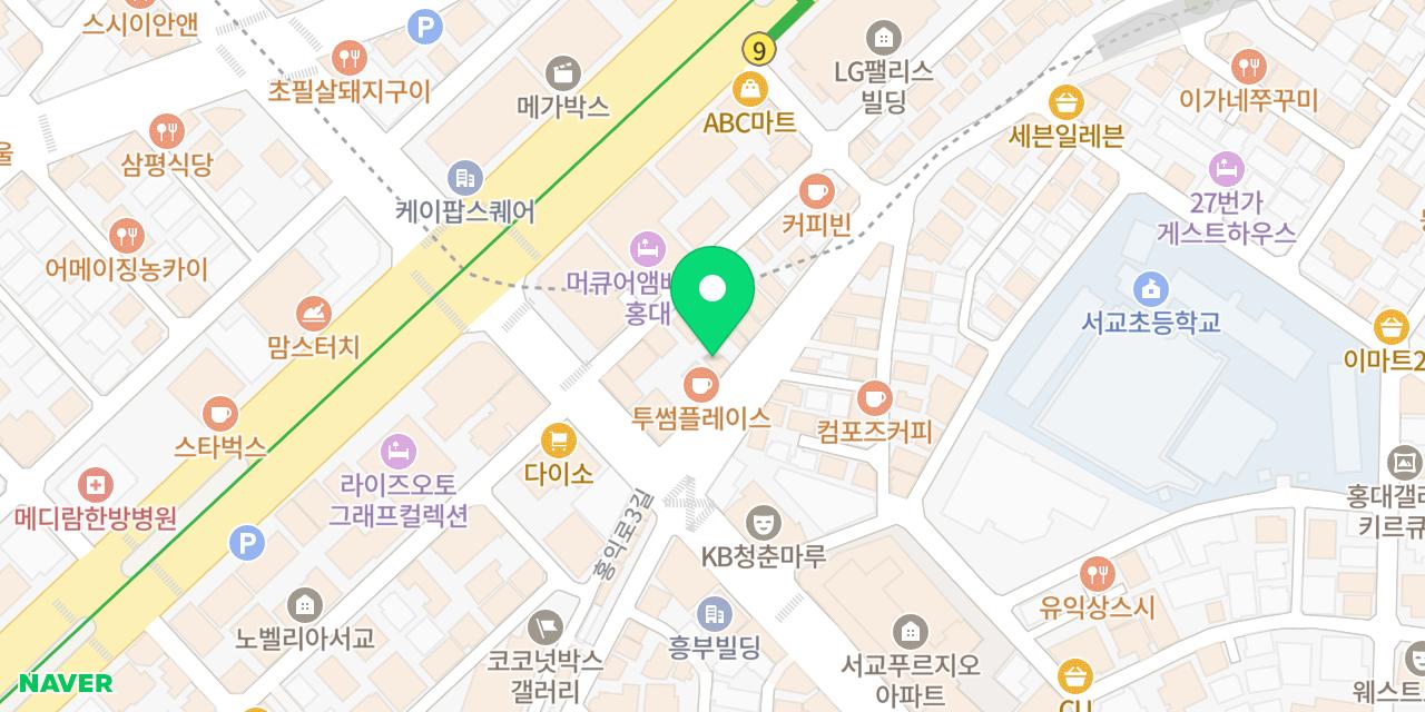 홍대제면소 위치가 표시된 지도