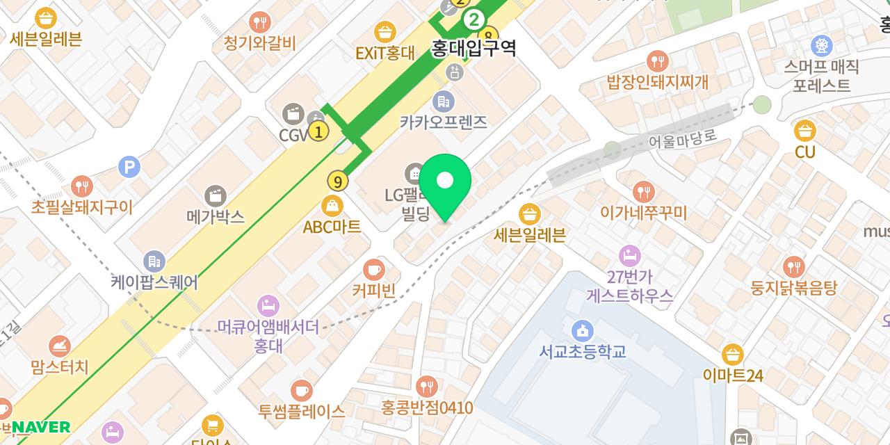 미쓰족발 홍대본점 위치가 표시된 지도