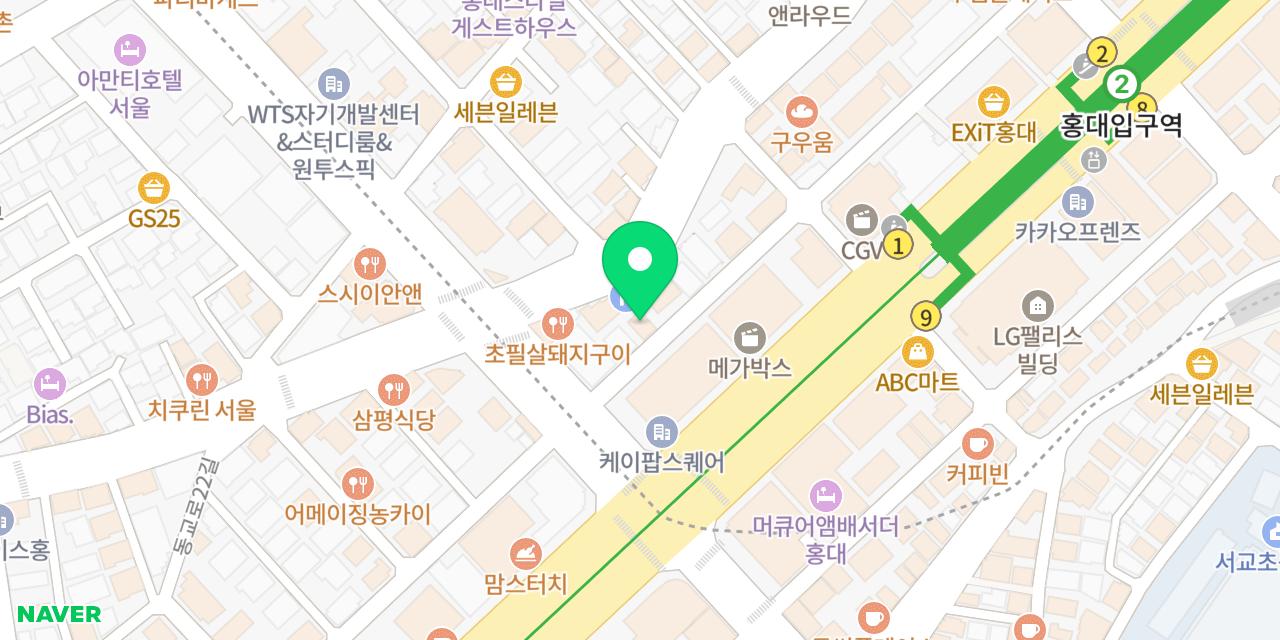 공부중화요리 위치가 표시된 지도