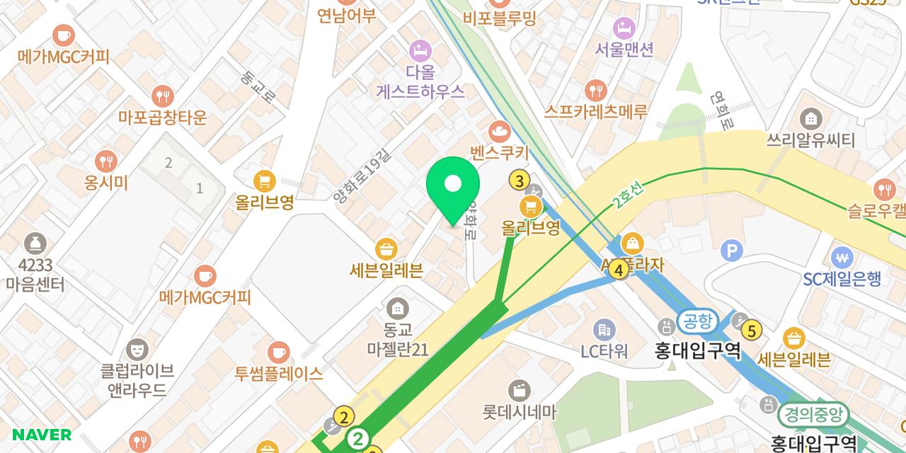 로지오뎅 홍대 위치가 표시된 지도