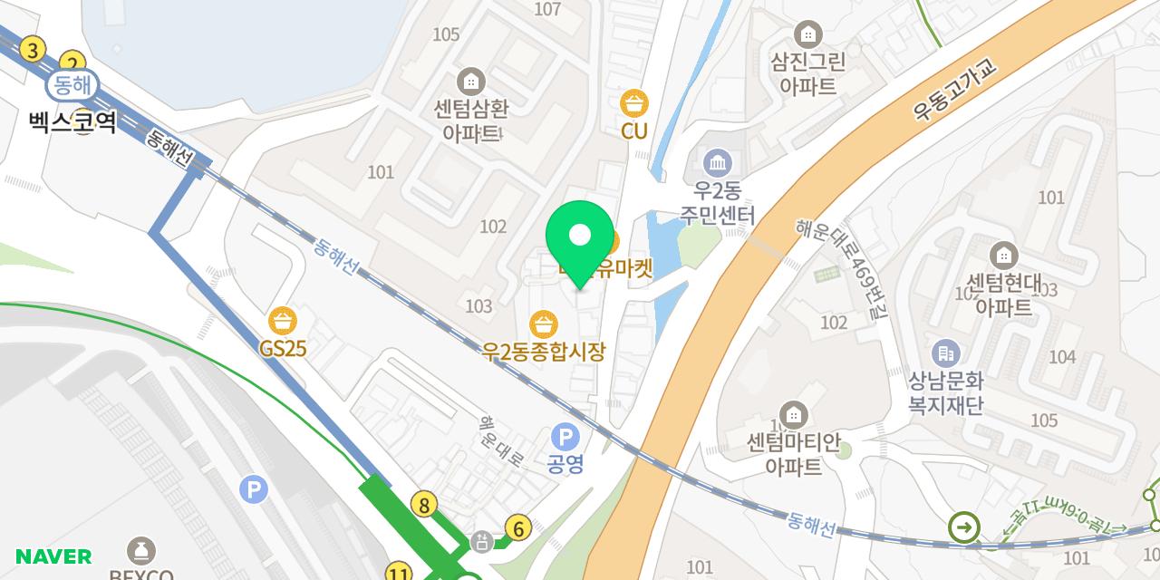 지니 베이커리 위치가 표시된 지도