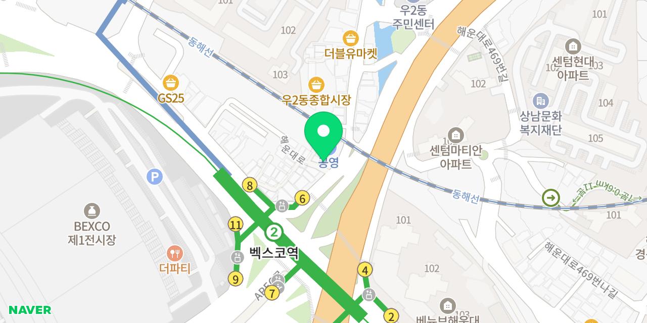 카페해우리 위치가 표시된 지도