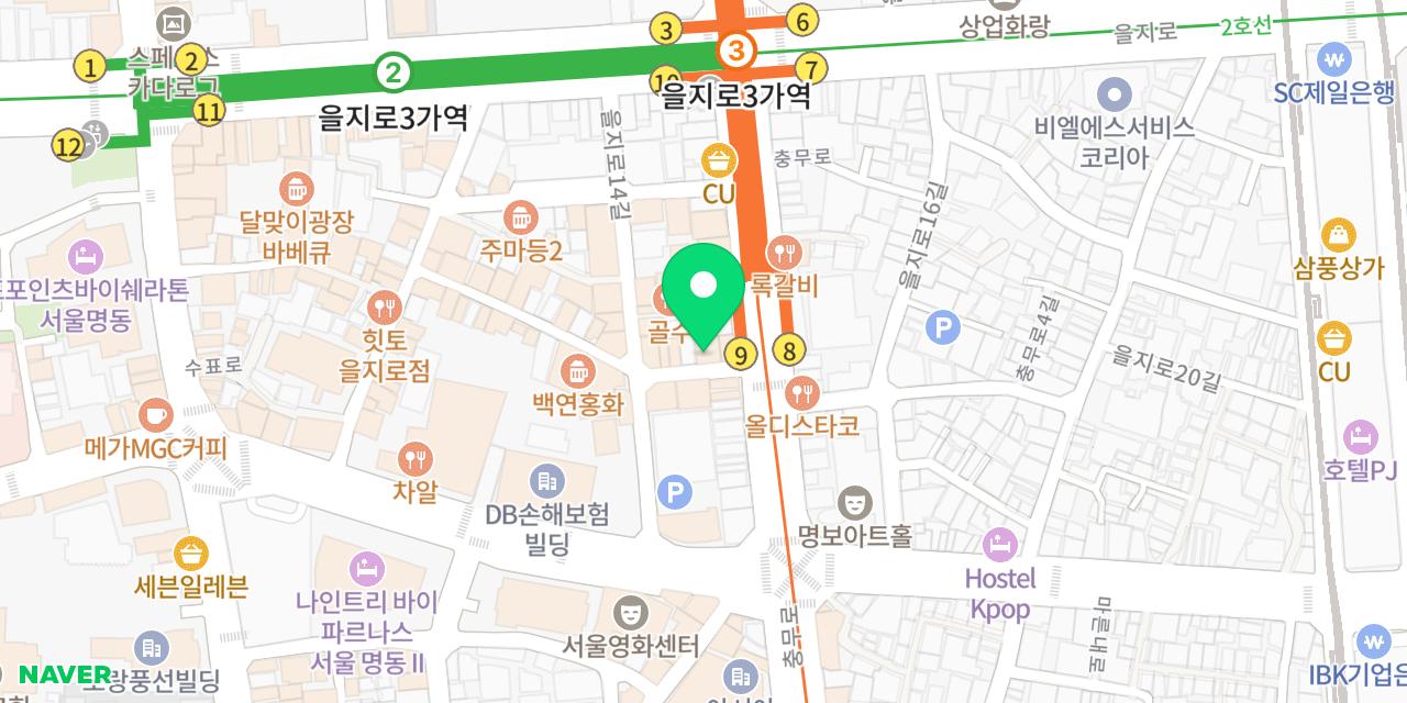 용광쭈꾸미 을지로본점 위치가 표시된 지도