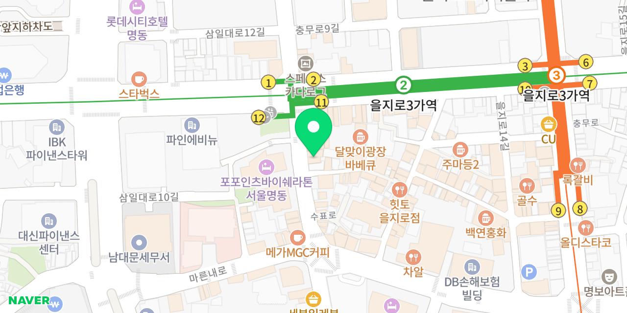 풍남골뱅이 위치가 표시된 지도