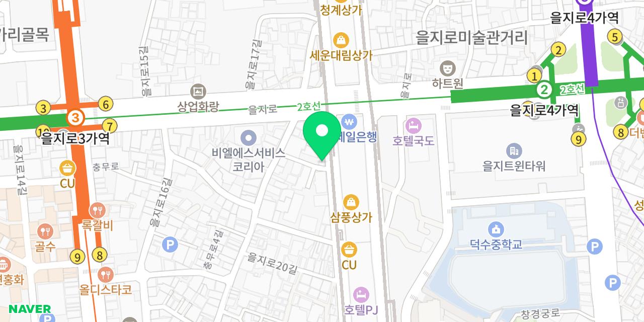 둘둘치킨 을지로4가점 위치가 표시된 지도