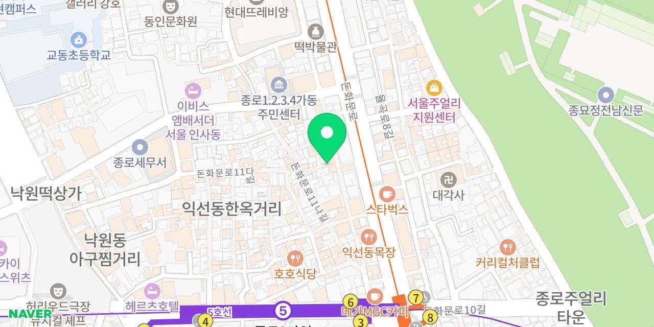 오죽이네 본관 위치가 표시된 지도