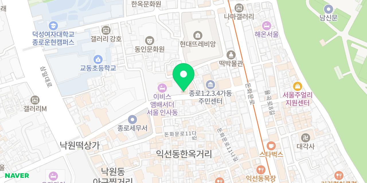 롤인익선 위치가 표시된 지도