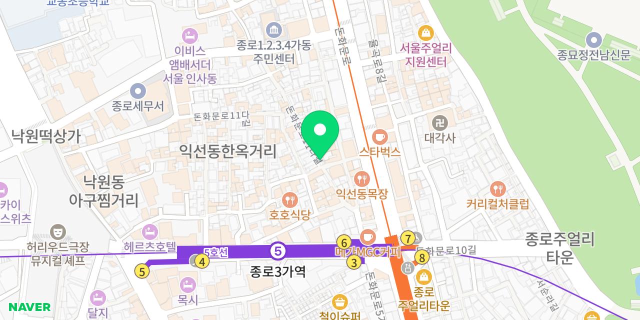 익선세겹살 위치가 표시된 지도