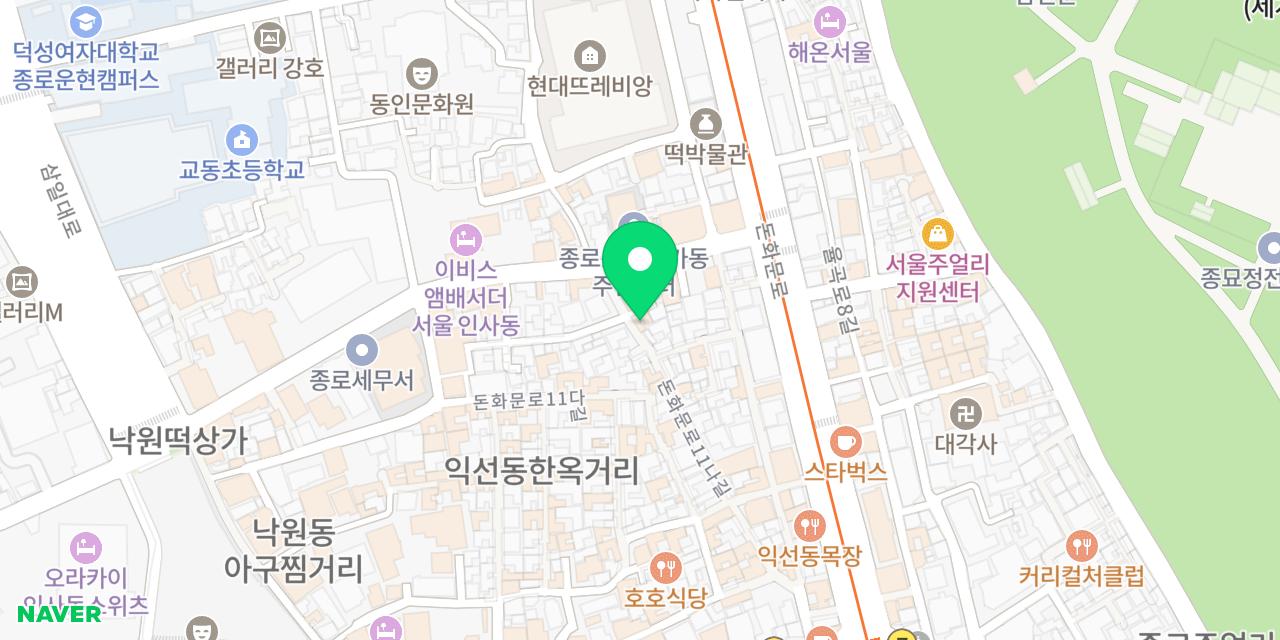 독립밀방 익선 위치가 표시된 지도