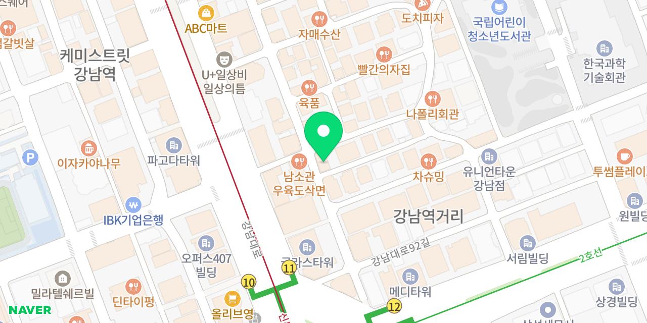 황토감자탕 강남직영점 위치가 표시된 지도