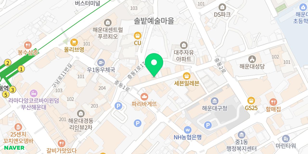 해운대쭈낙집 위치가 표시된 지도