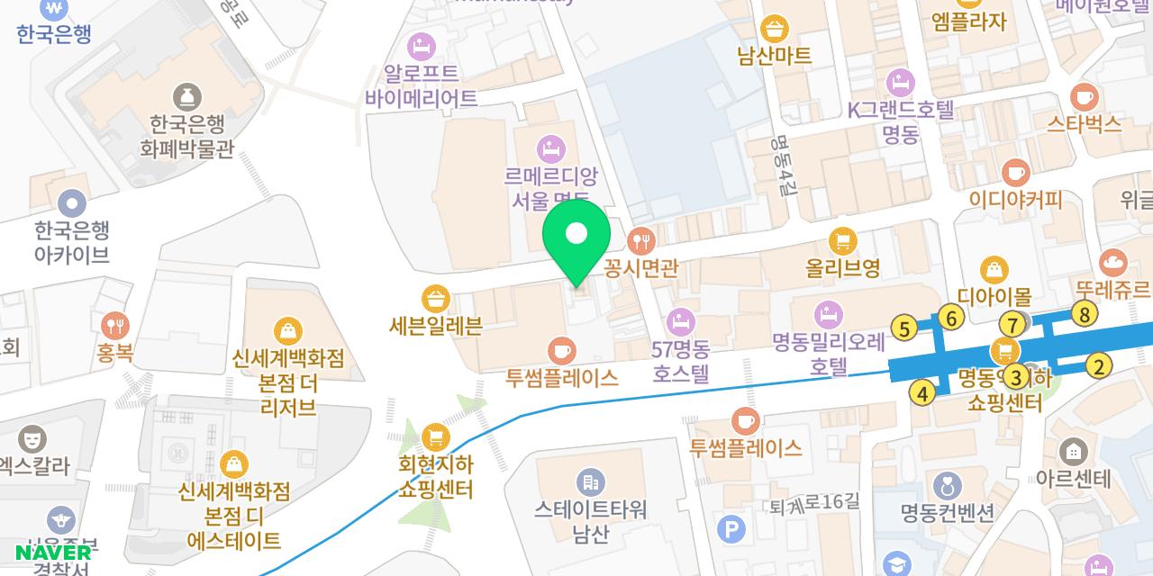 육통령 명동본점 위치가 표시된 지도