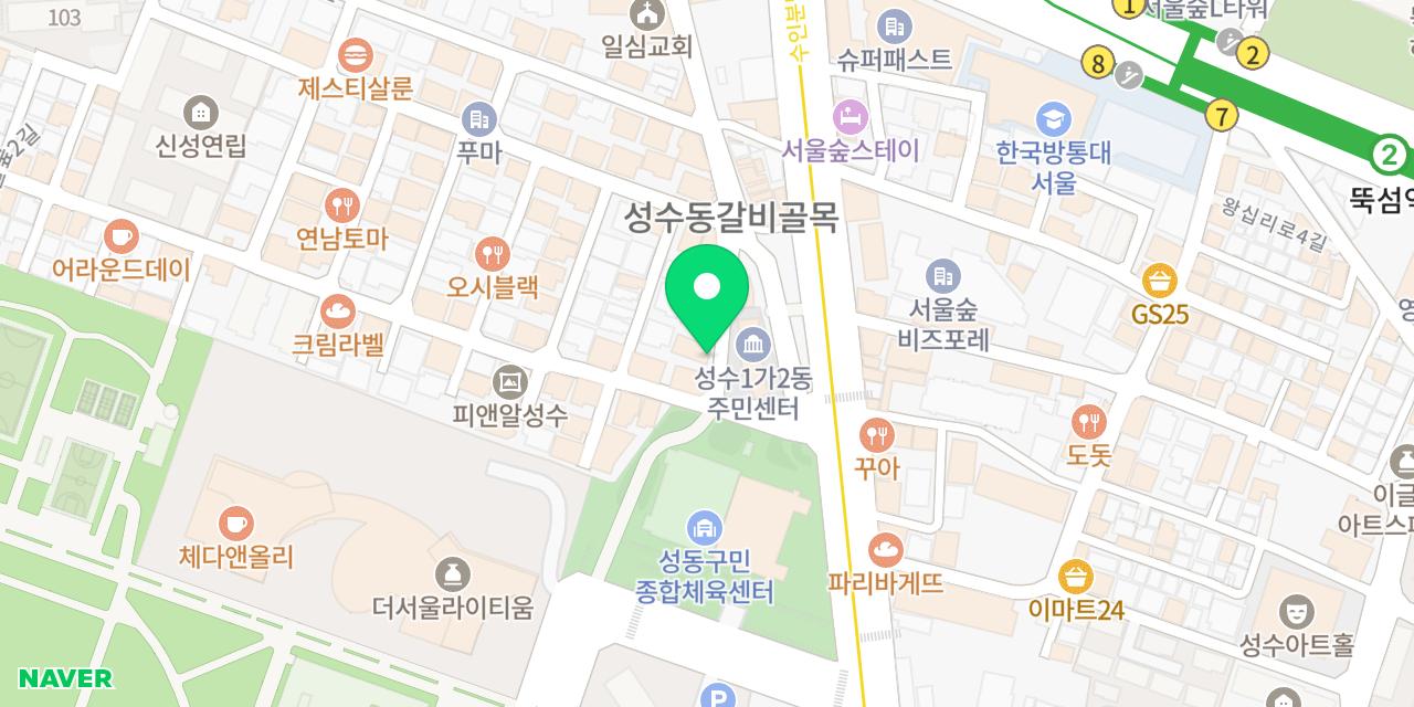 핫쵸 성수점 위치가 표시된 지도
