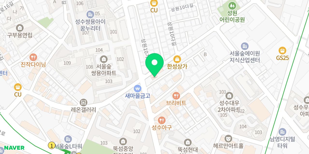 햄찌와베찌 뚝섬점 위치가 표시된 지도