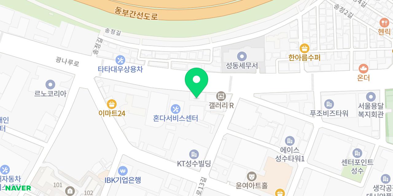장맛손칼국수 위치가 표시된 지도
