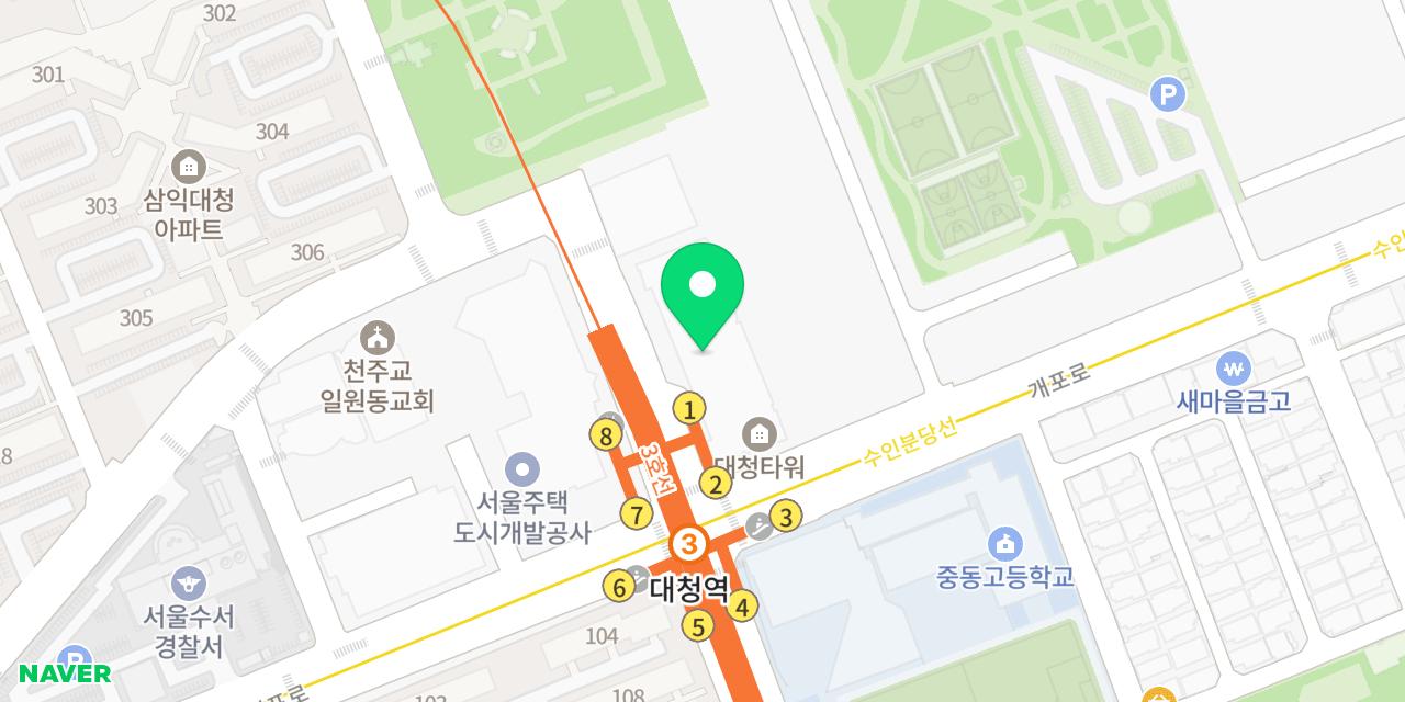 Map showing where Sanwol Sutbul Galbi is