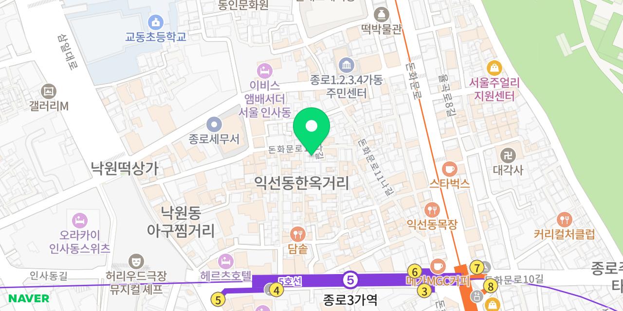 익선요록 위치가 표시된 지도