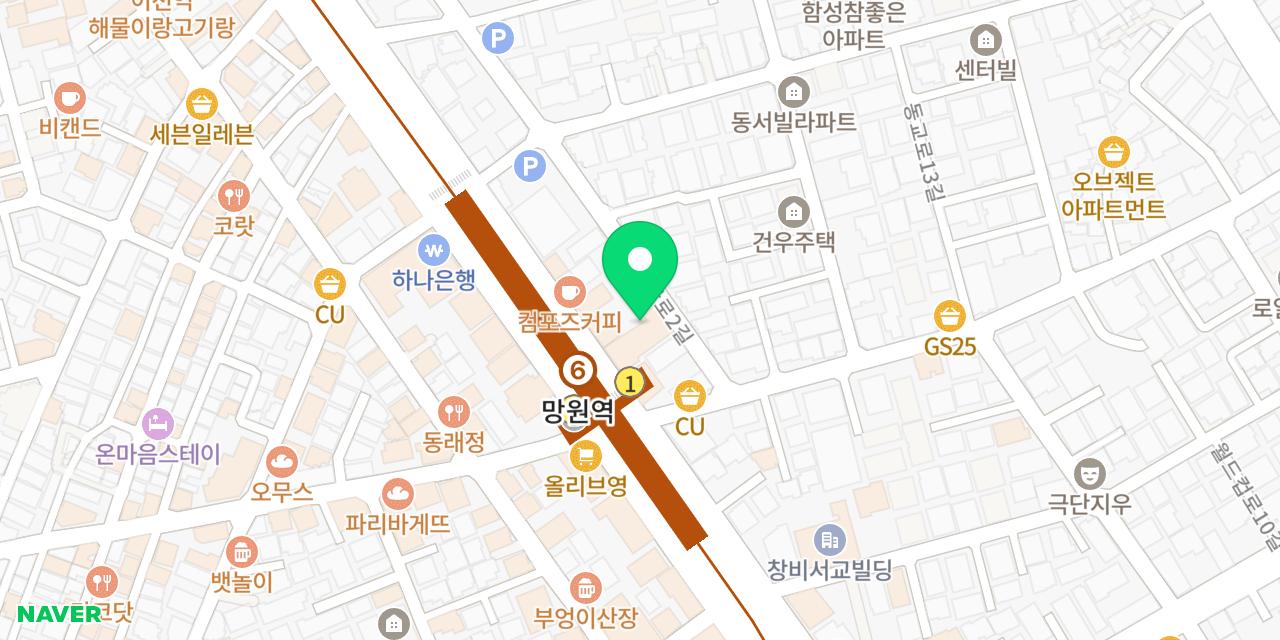 타코벨 망원역점 위치가 표시된 지도