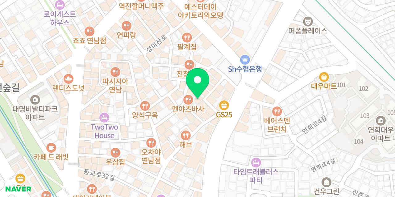 쿠히치 연남 위치가 표시된 지도