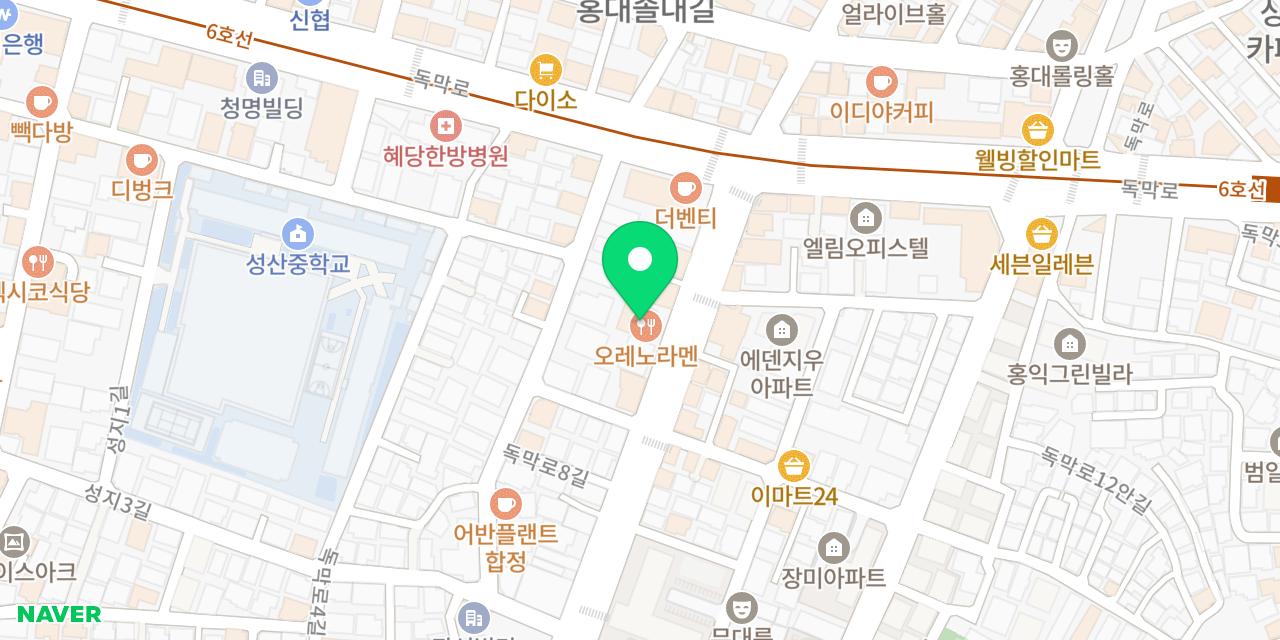Map showing where Oreno Ramen is