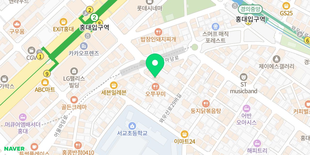 Map showing where Igane Jjukkumi Hongdae Bonjeom is