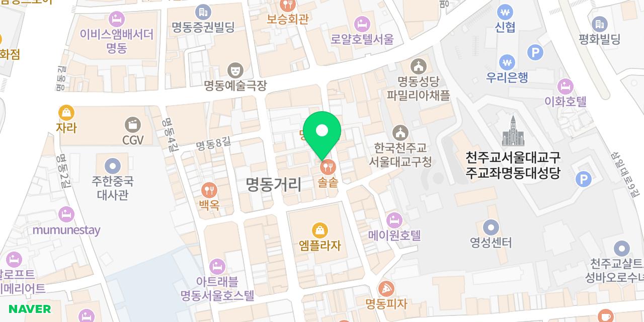 Map showing where Myeongdong Chungmu Gimbap is